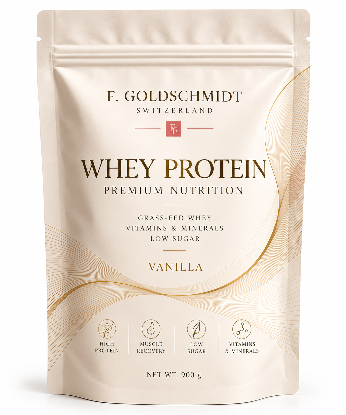 Swiss Whey Protein Vanilla in minimalist packaging